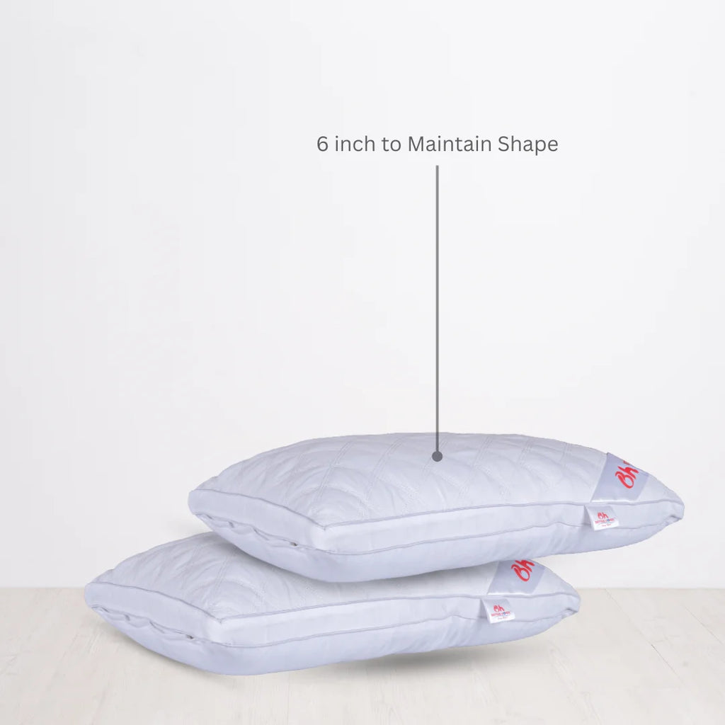 Better Homes Premium Microfiber Pillow – Medium Size | Virgin Reliance Fiber Filled | White Stitch