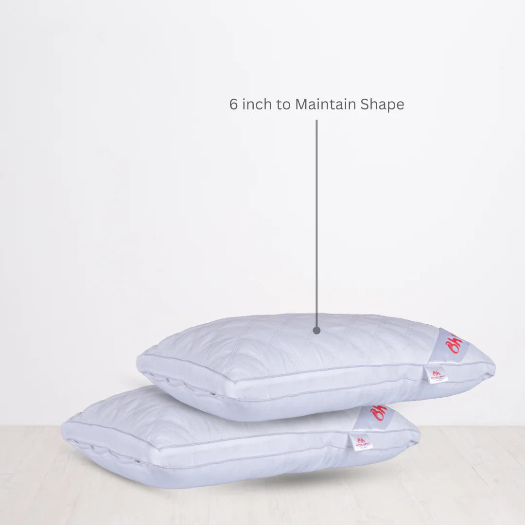 Better Homes Premium Microfiber Pillow – Medium Size | Virgin Reliance Fiber Filled | White Stitch