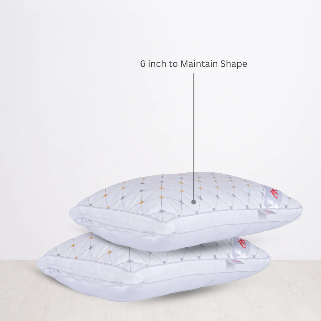 Better Homes Premium Microfiber Pillow – Medium Size | Virgin Reliance Fiber Filled | Zigzag Print