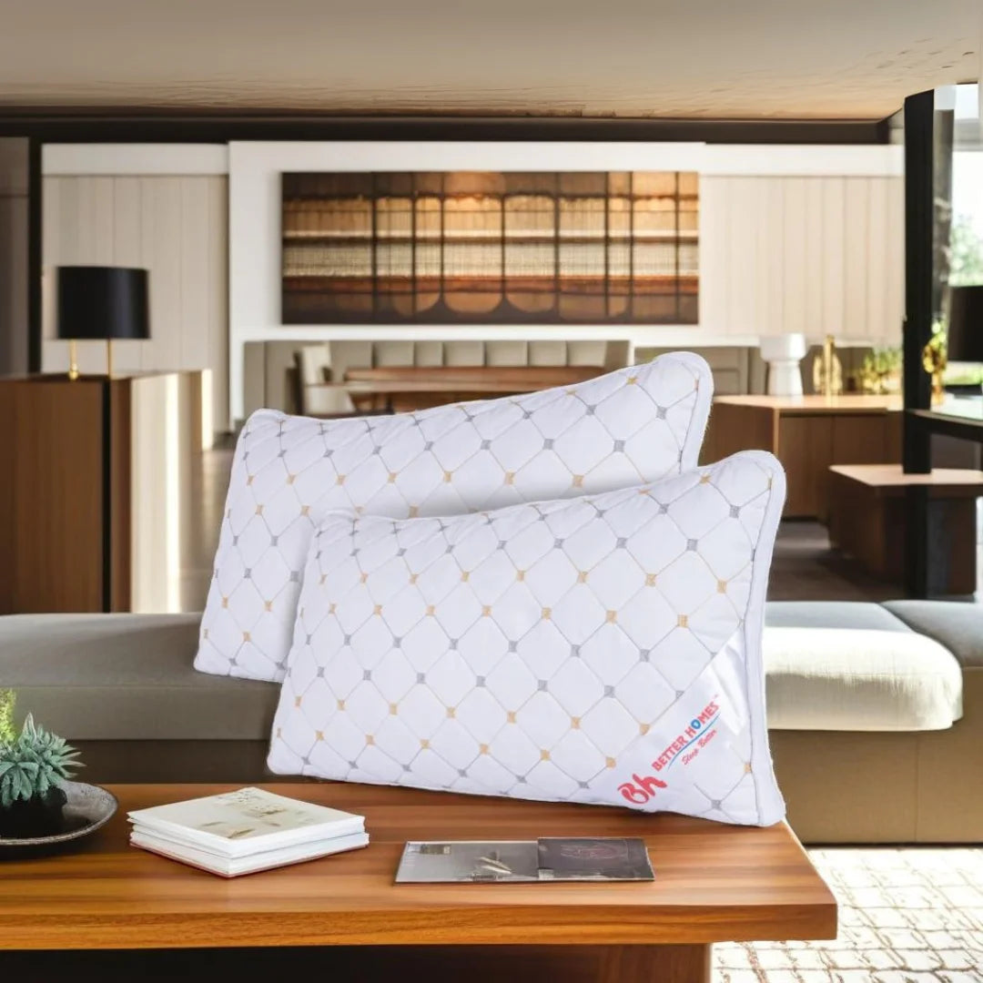 Better Homes Premium Microfiber Pillow – Medium Size | Virgin Reliance Fiber Filled | Zigzag Print