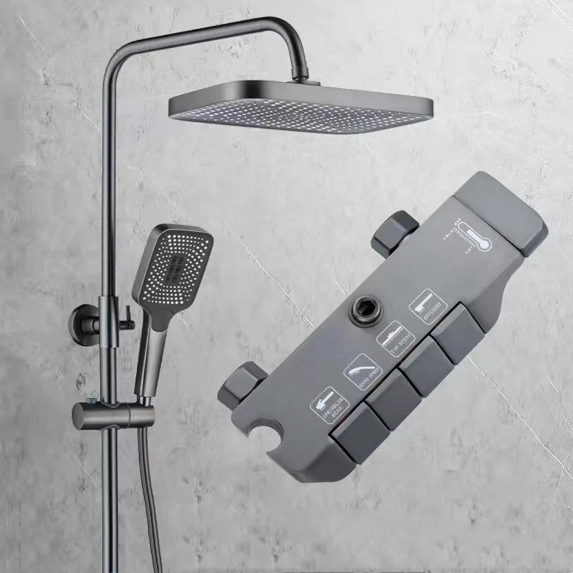 Better Homes Brass Shower Panel System – 4 Function Shower Set with 10″ Rainfall Head, Multi-Function Handheld, Dual Spray Gun, Adjustable Bar & Hidden Outlet – Matte Grey Finish