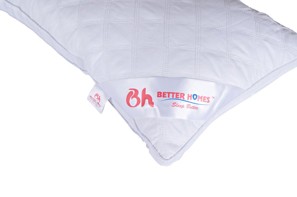 Better Homes Premium Microfiber Pillow – Medium Size | Virgin Reliance Fiber Filled | White Stitch