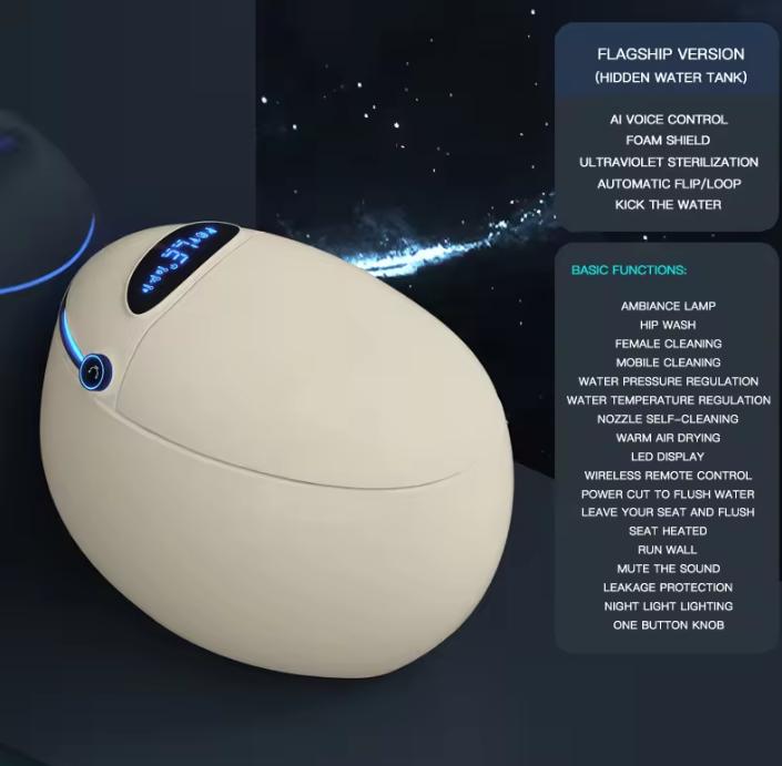 Remote operated Electric AI Toilet Egg Shape