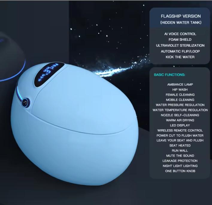 Remote operated Electric AI Toilet Egg Shape