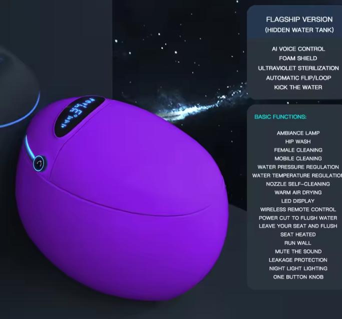 Remote operated Electric AI Toilet Egg Shape