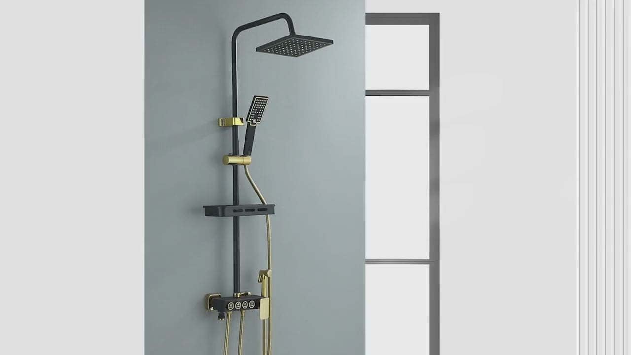 Better Homes Premium SS & Aluminum Shower Panel – 4-Function with 8″ Overhead Rain Shower & Zinc Alloy Spray Gun