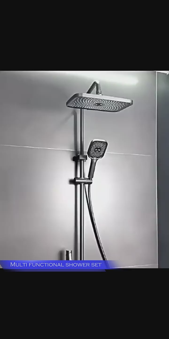 Better Homes Brass Shower Panel System – 4 Function Shower Set with 10″ Rainfall Head, Multi-Function Handheld, Dual Spray Gun, Adjustable Bar & Hidden Outlet – Matte Grey Finish